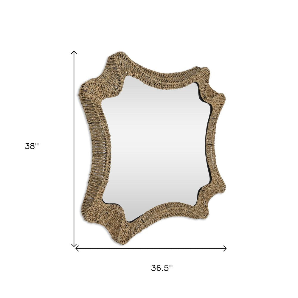 38" Brown Abstract Floating Rope Framed Accent Mirror
