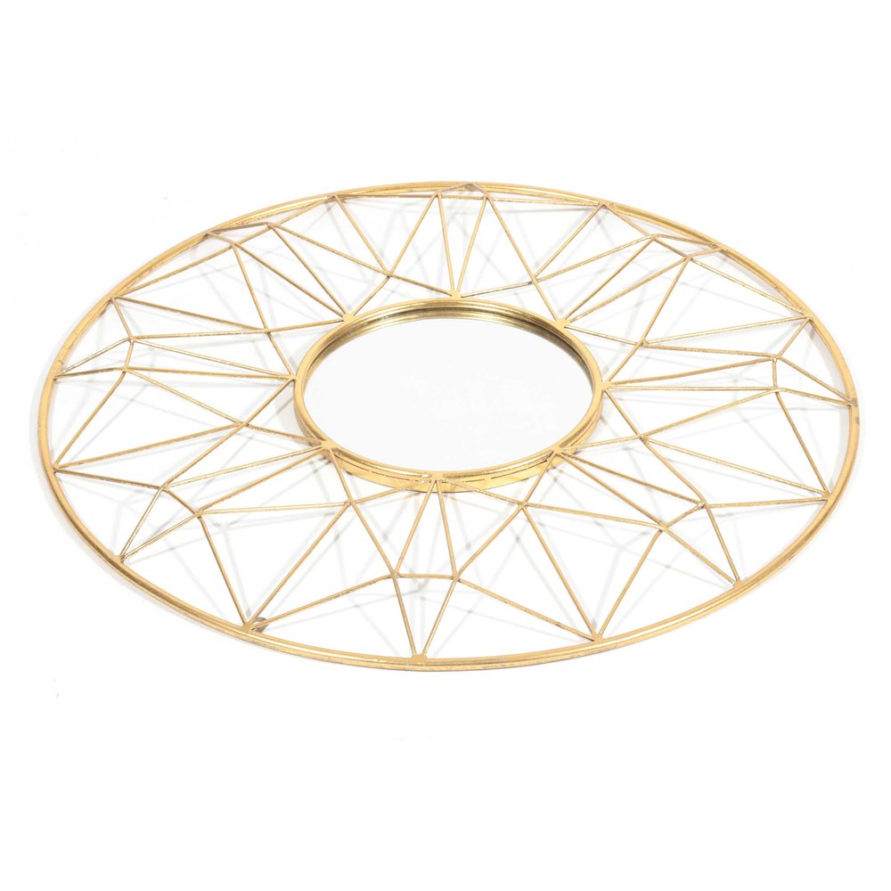 32" Gold Metal Round Accent Mirror