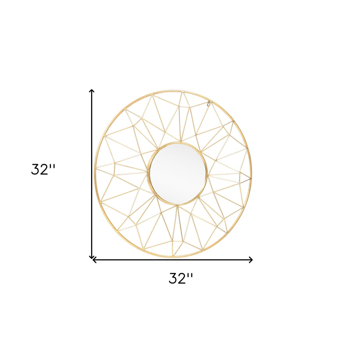 32" Gold Metal Round Accent Mirror