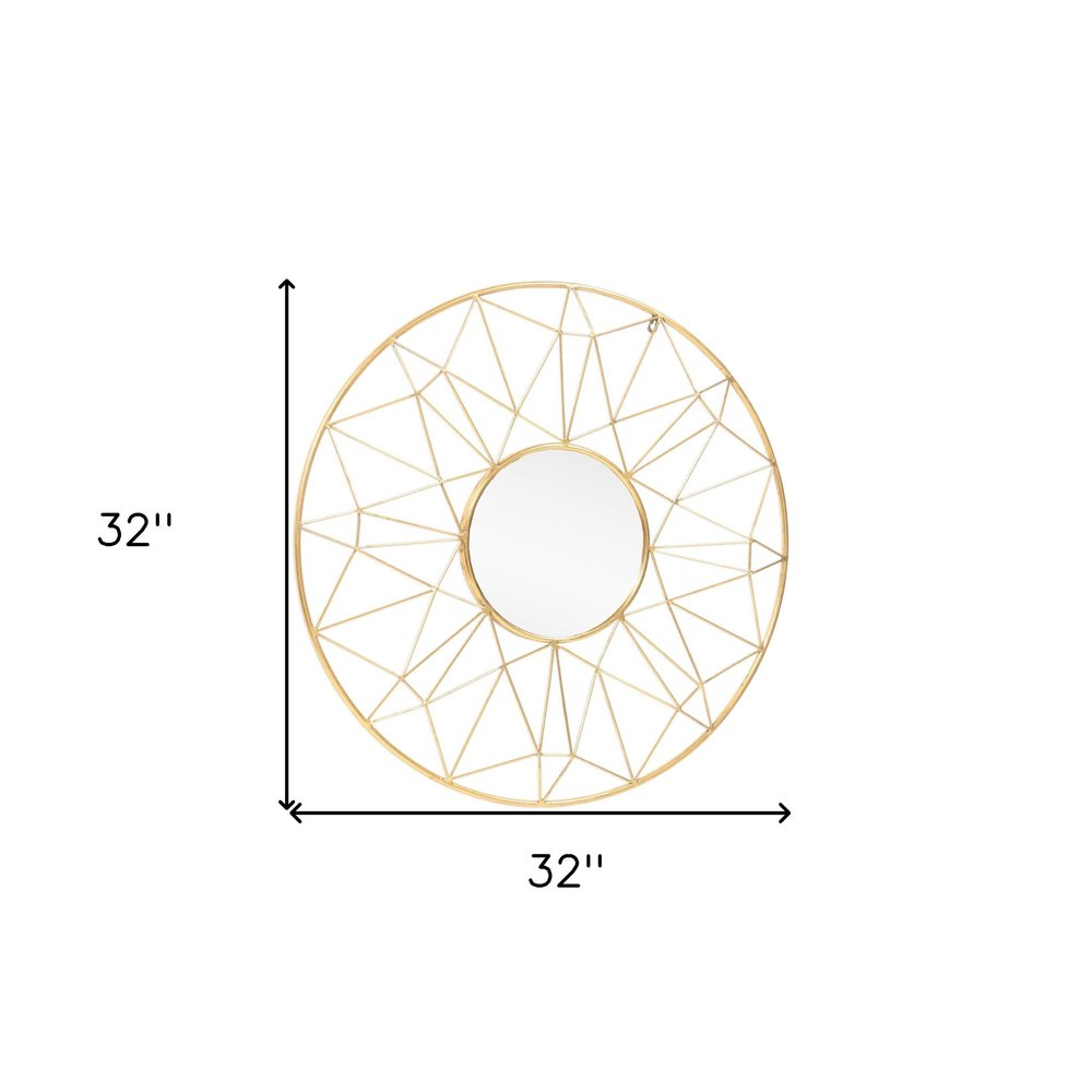 32" Gold Metal Round Accent Mirror