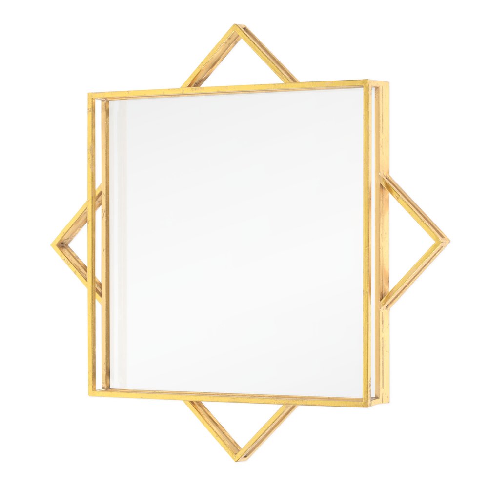 24" Gold Metal Geo Square Accent Mirror
