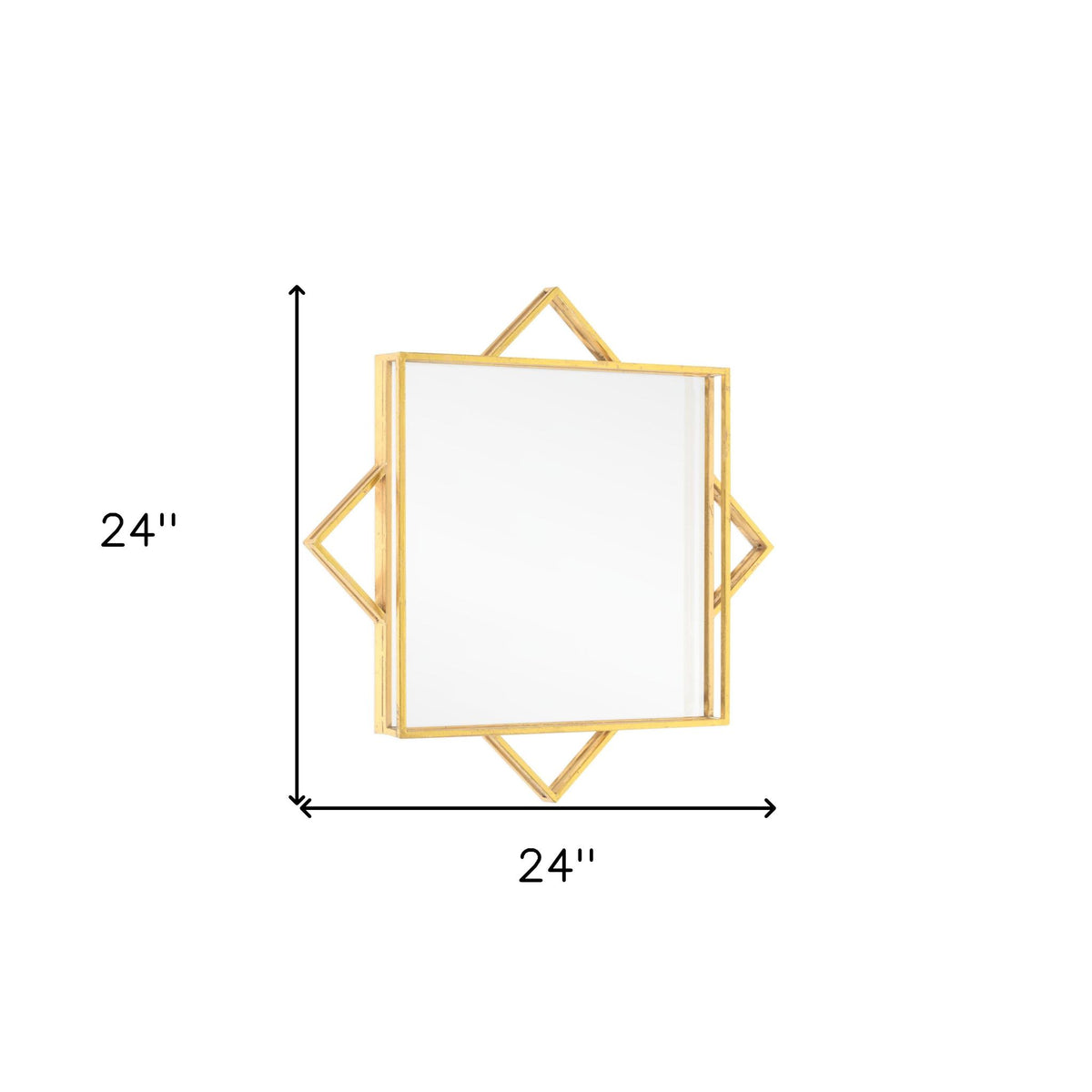 24" Gold Metal Geo Square Accent Mirror