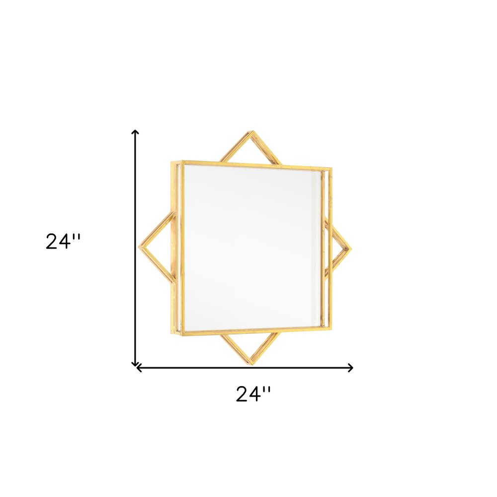 24" Gold Metal Geo Square Accent Mirror