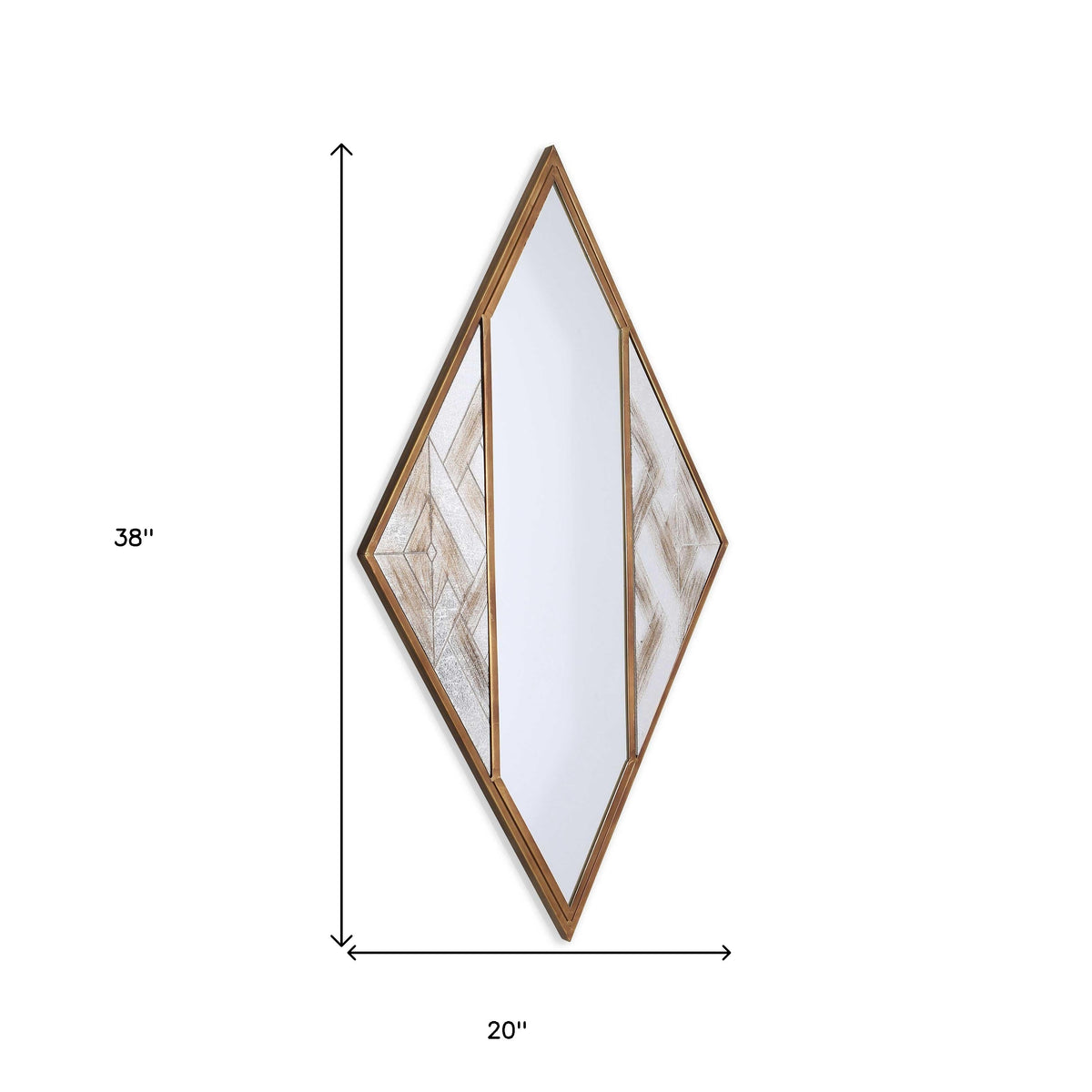 38" Brass And Silver Mixed Metal Diamond Accent Mirror