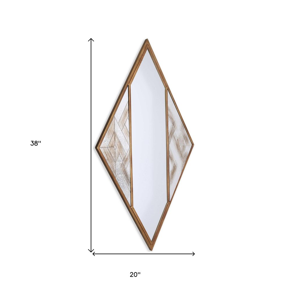 38" Brass And Silver Mixed Metal Diamond Accent Mirror