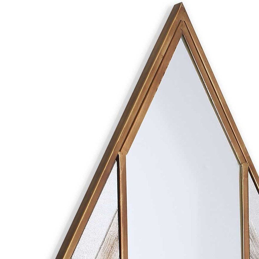 38" Brass And Silver Mixed Metal Diamond Accent Mirror