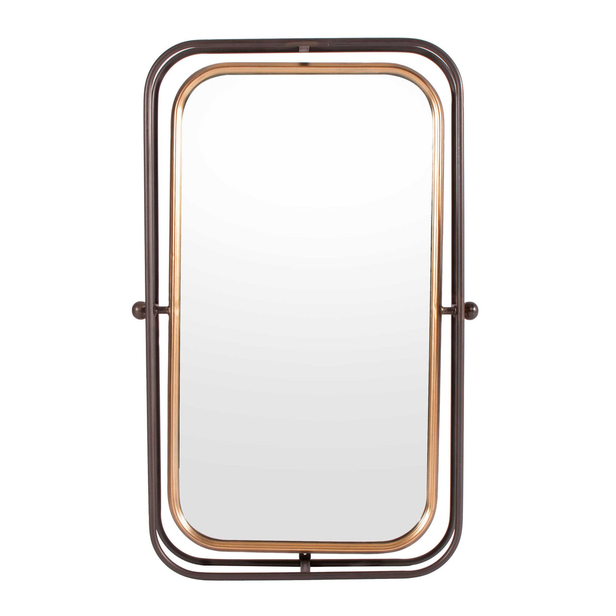28" Black And Gold Metal Tilting Accent Mirror