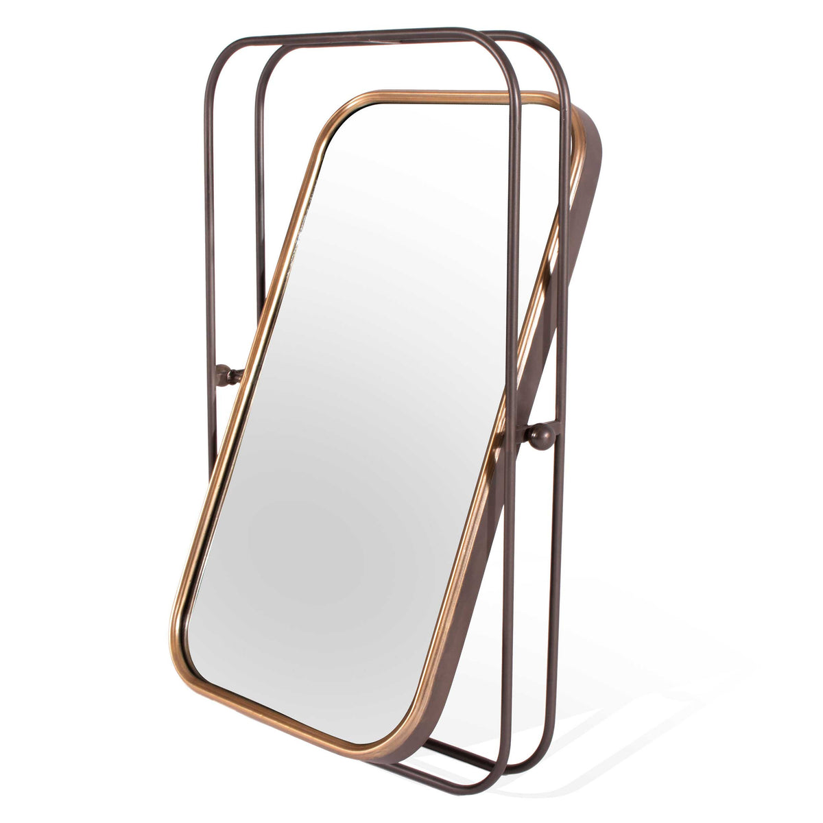 28" Black And Gold Metal Tilting Accent Mirror