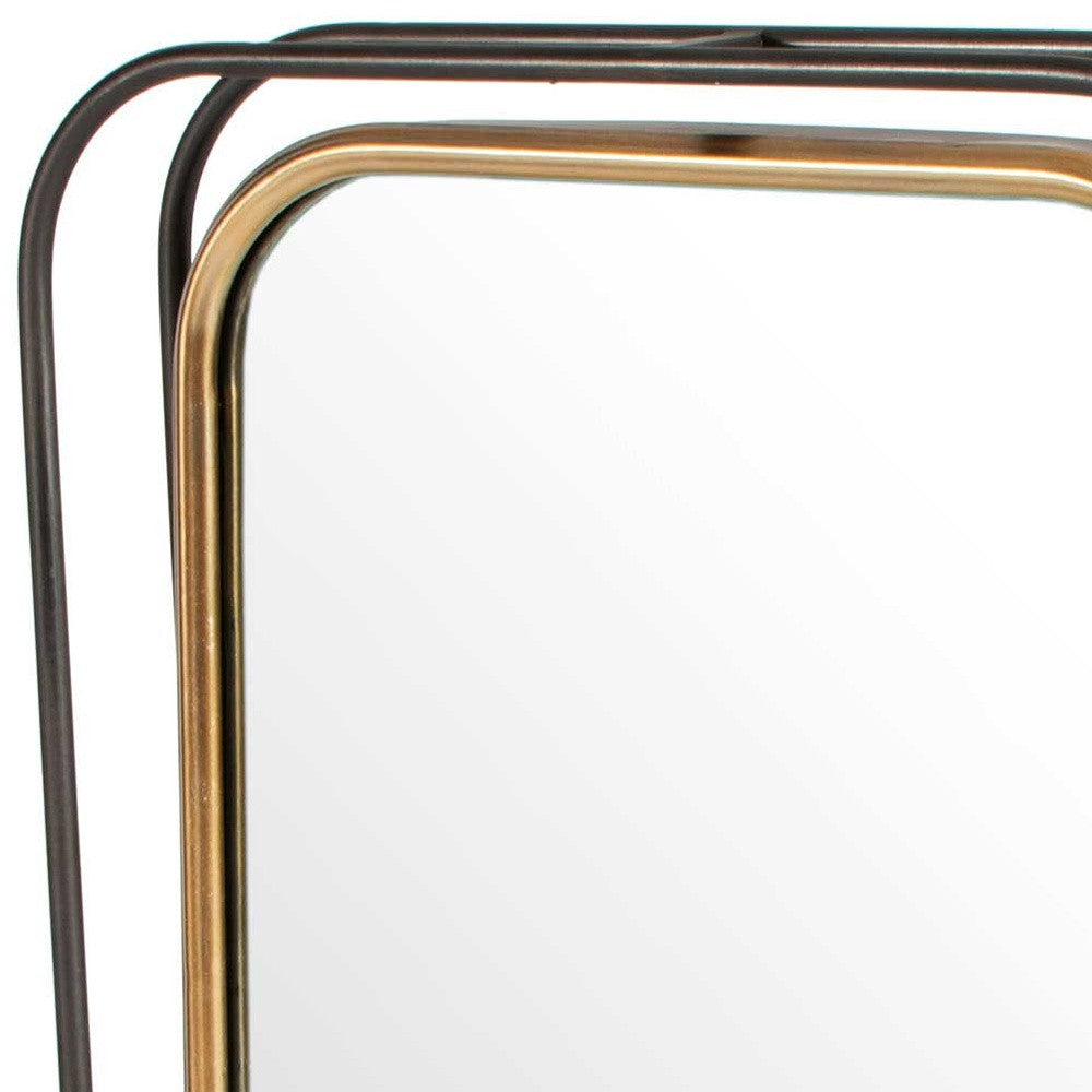 28" Black And Gold Metal Tilting Accent Mirror
