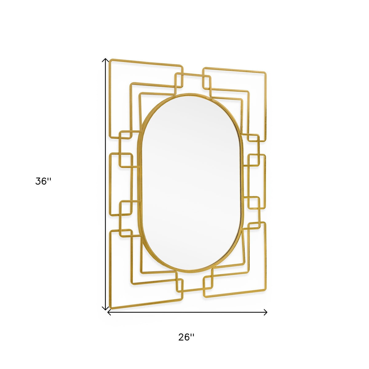 36" Gold Metal Geometric Oval Accent Mirror