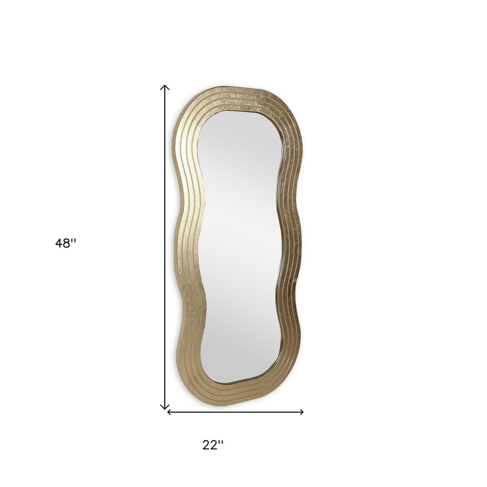 48" Gold Wood Abstract Accent Mirror