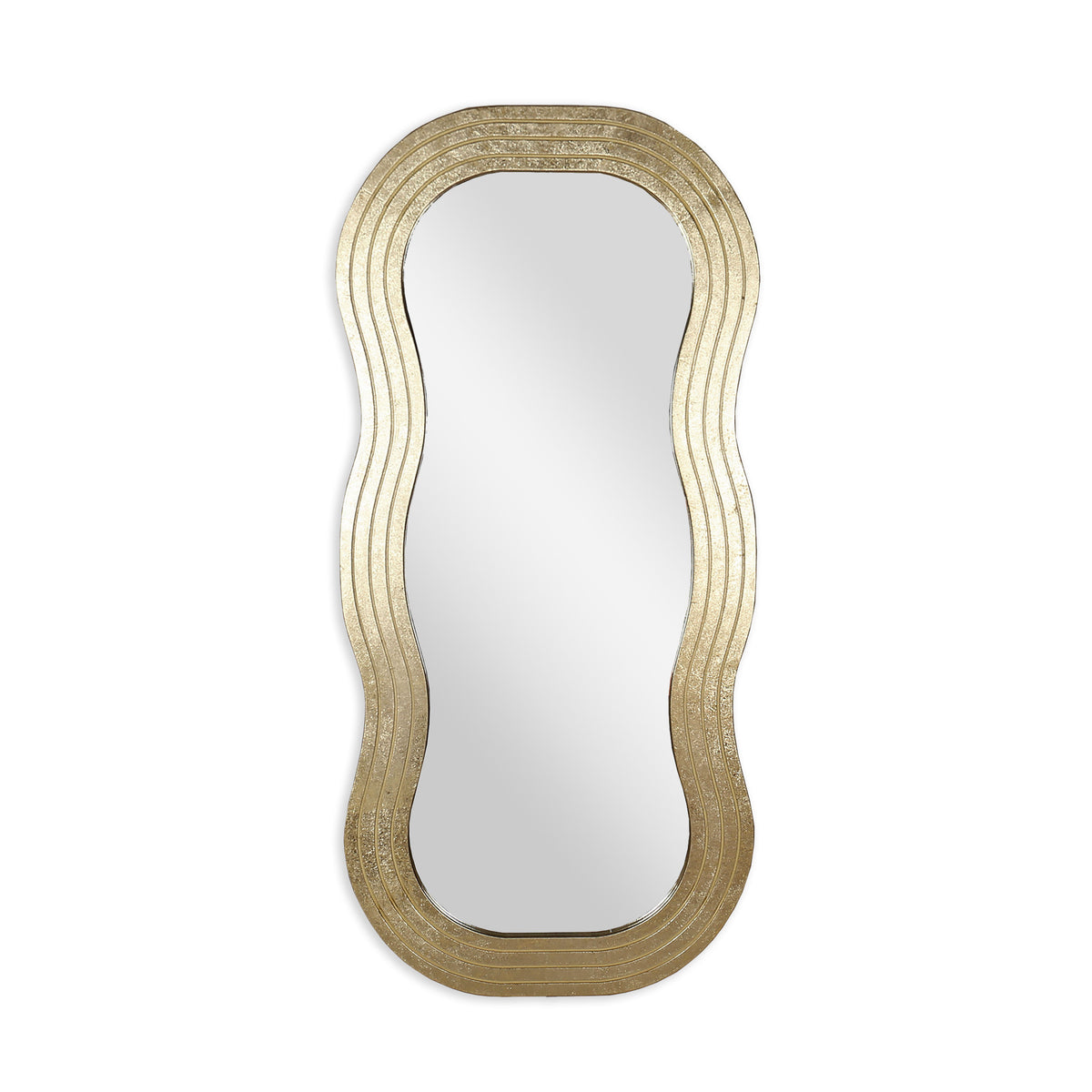 48" Gold Wood Abstract Accent Mirror