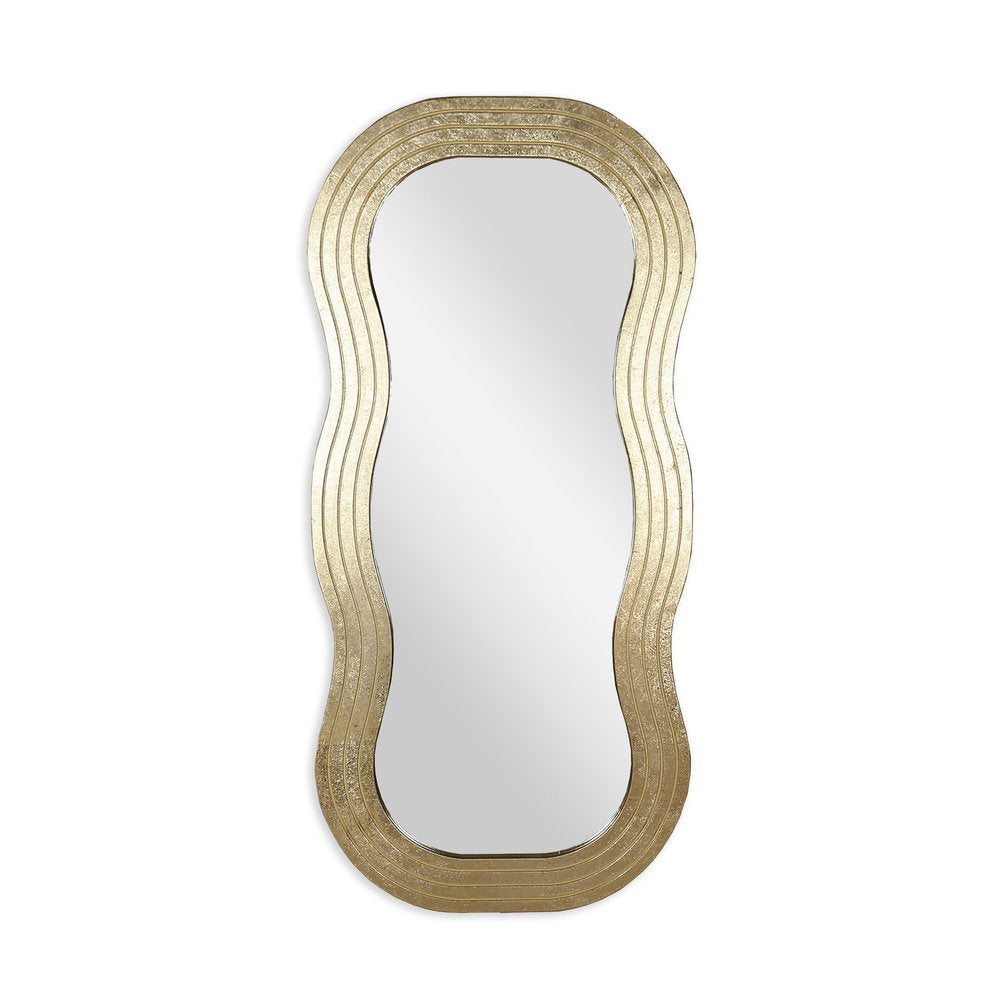 48" Gold Wood Abstract Accent Mirror