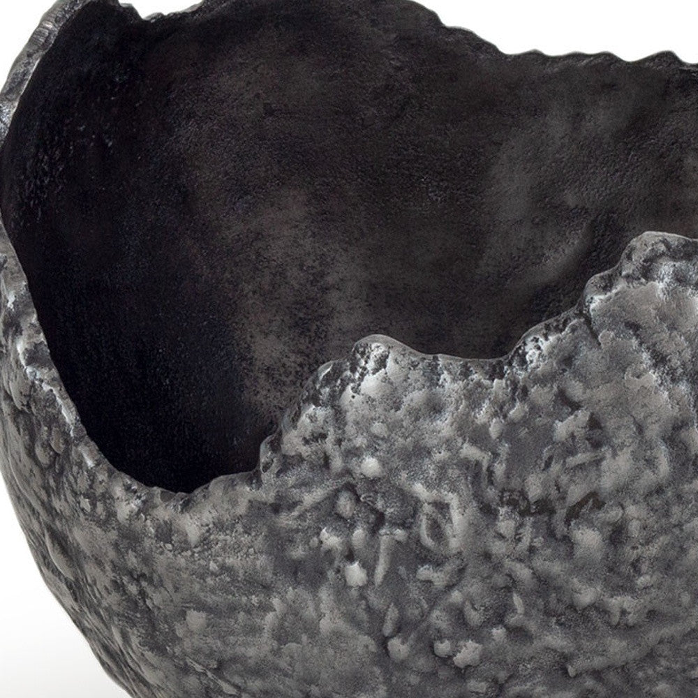 Set of Two Gray And Silver Aluminum Decorative Bowls