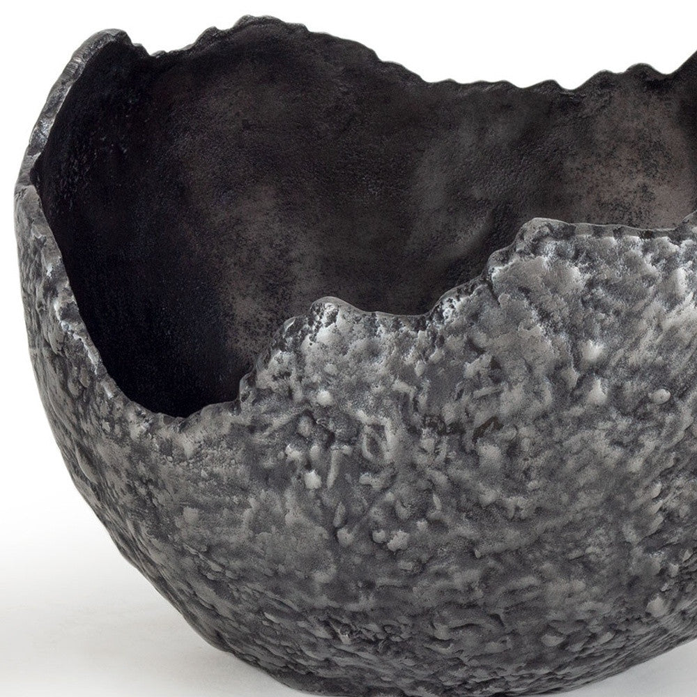 Set of Two Gray And Silver Aluminum Decorative Bowls