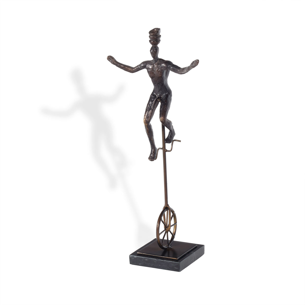 16" Bronze Resin Unicycle Man Tabletop Sculpture
