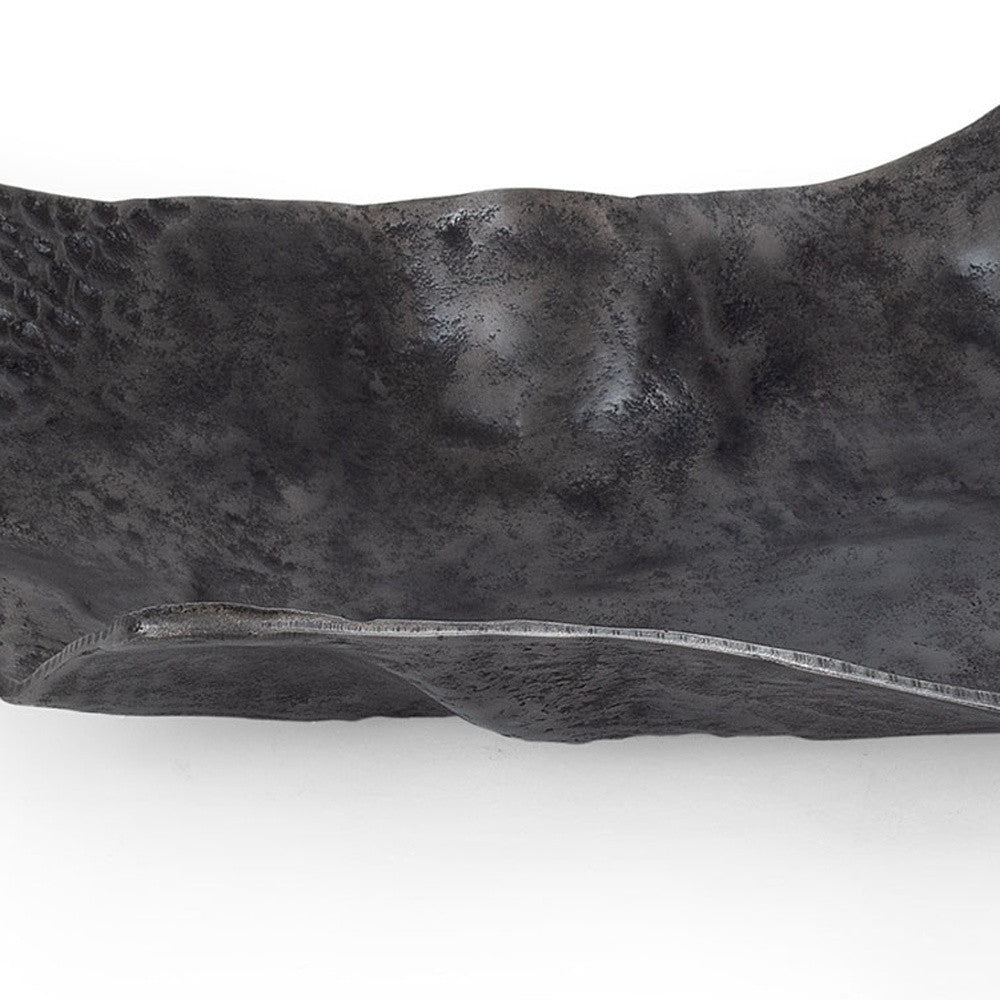 Set of Two Black And Silver Aluminum Abstract Vanity Trays