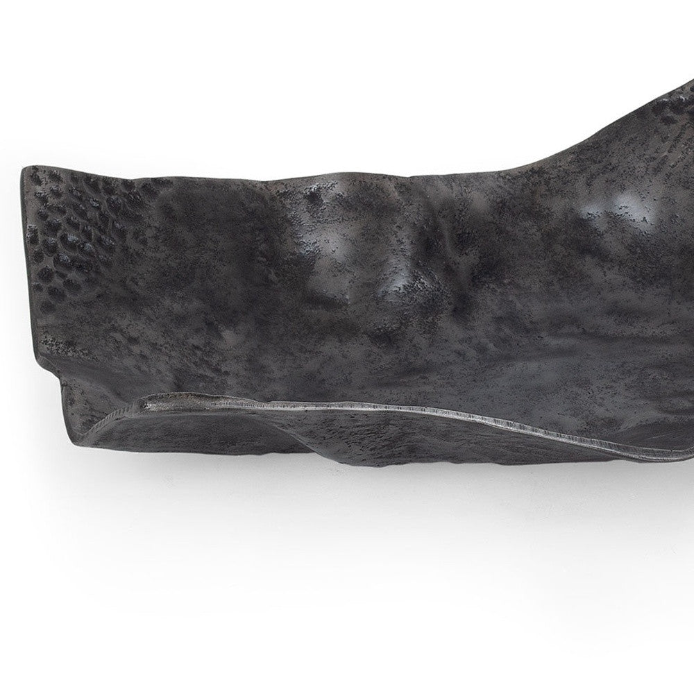Set of Two Black And Silver Aluminum Abstract Vanity Trays