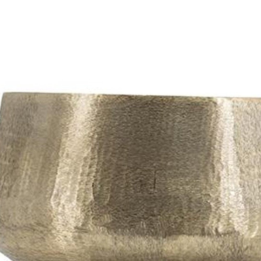 Set of Two Gold Aluminum Round Table Vases