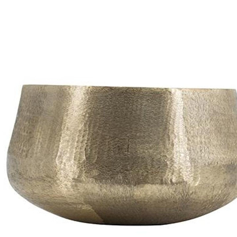 Set of Two Gold Aluminum Round Table Vases