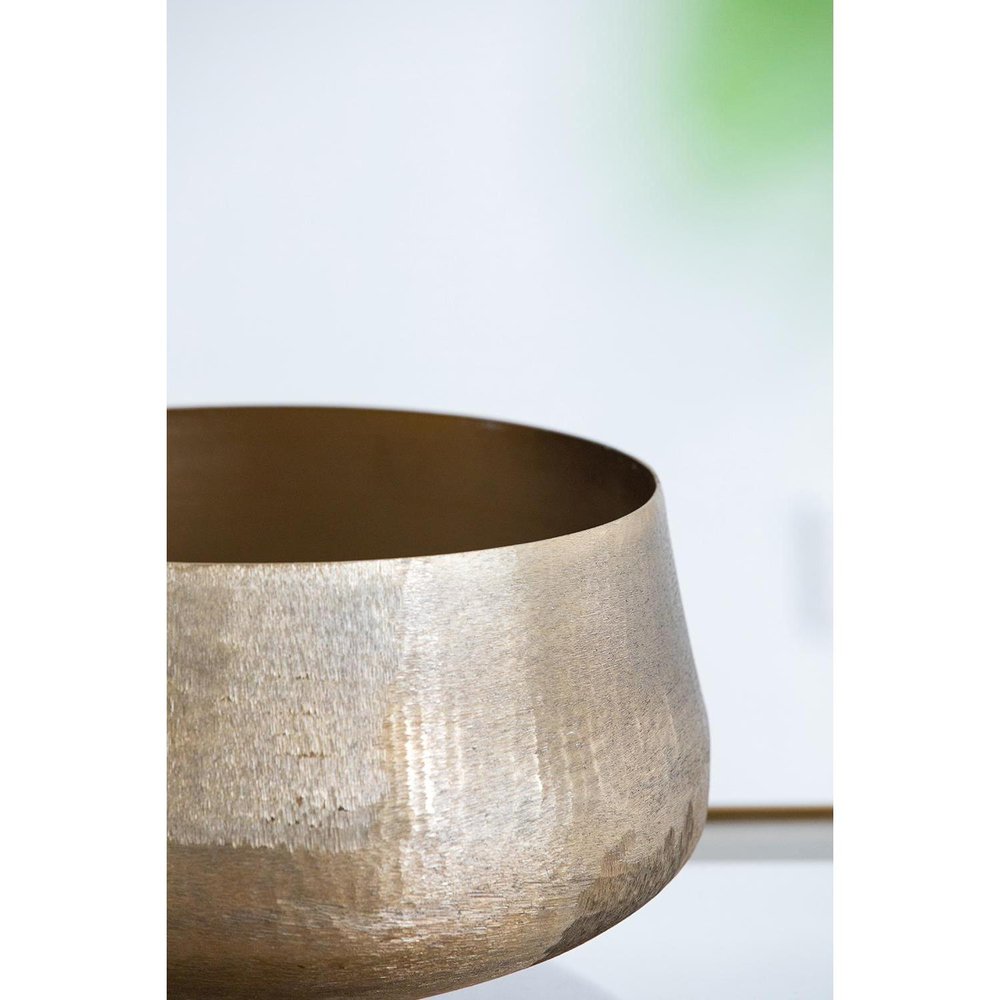 Set of Two Gold Aluminum Round Table Vases