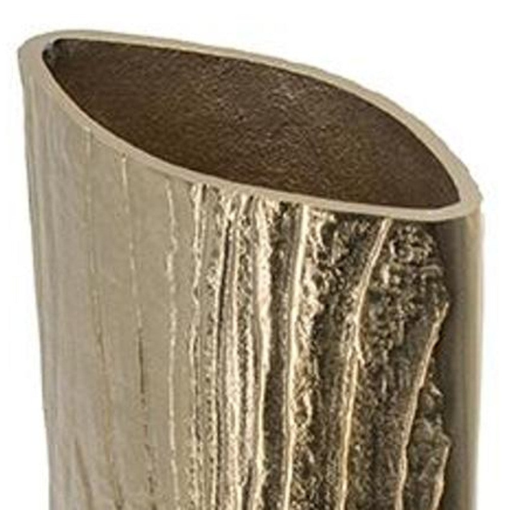 15" Gold Oval Aluminum Table Vase
