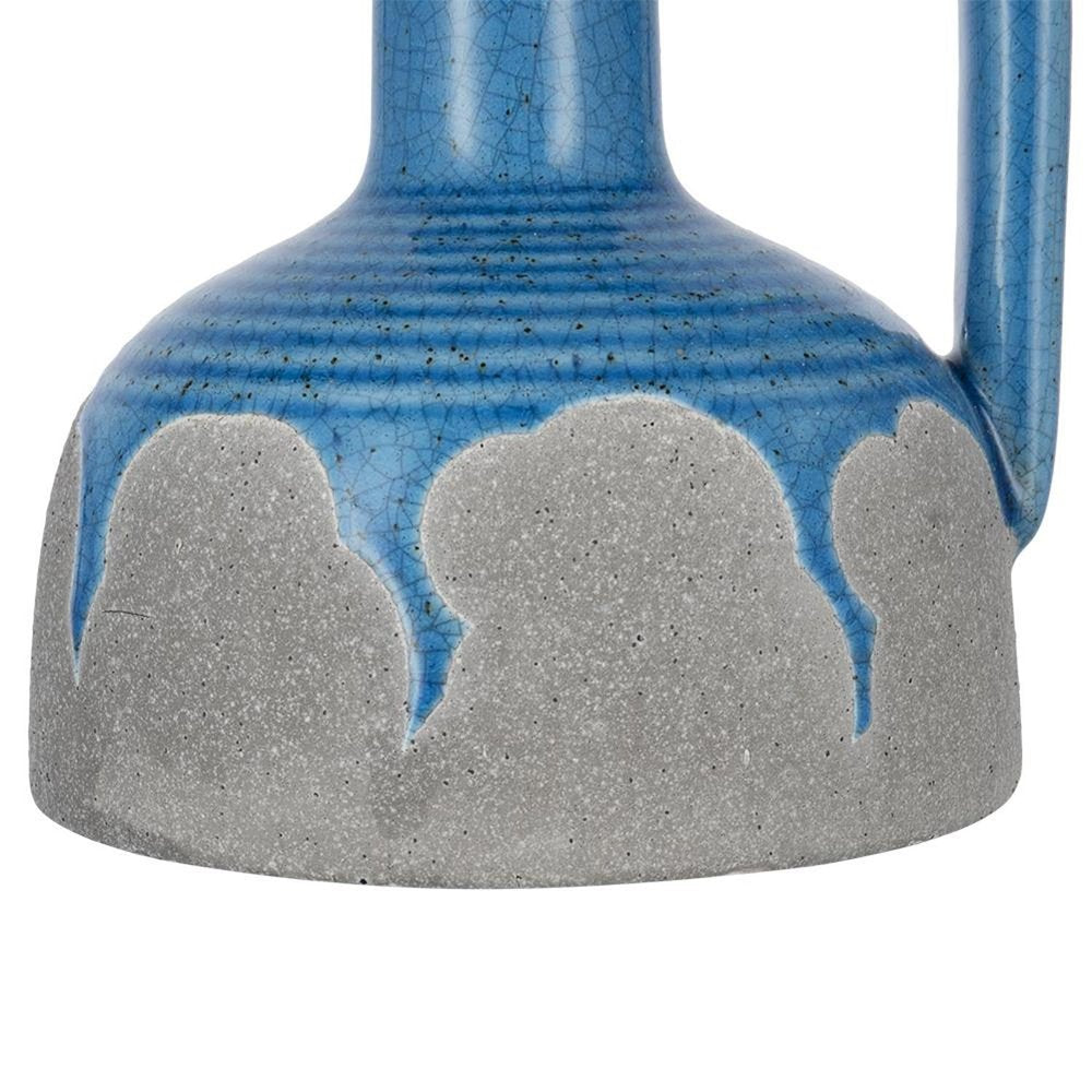 9" Blue And Gray Ceramic Urn Jug Vase