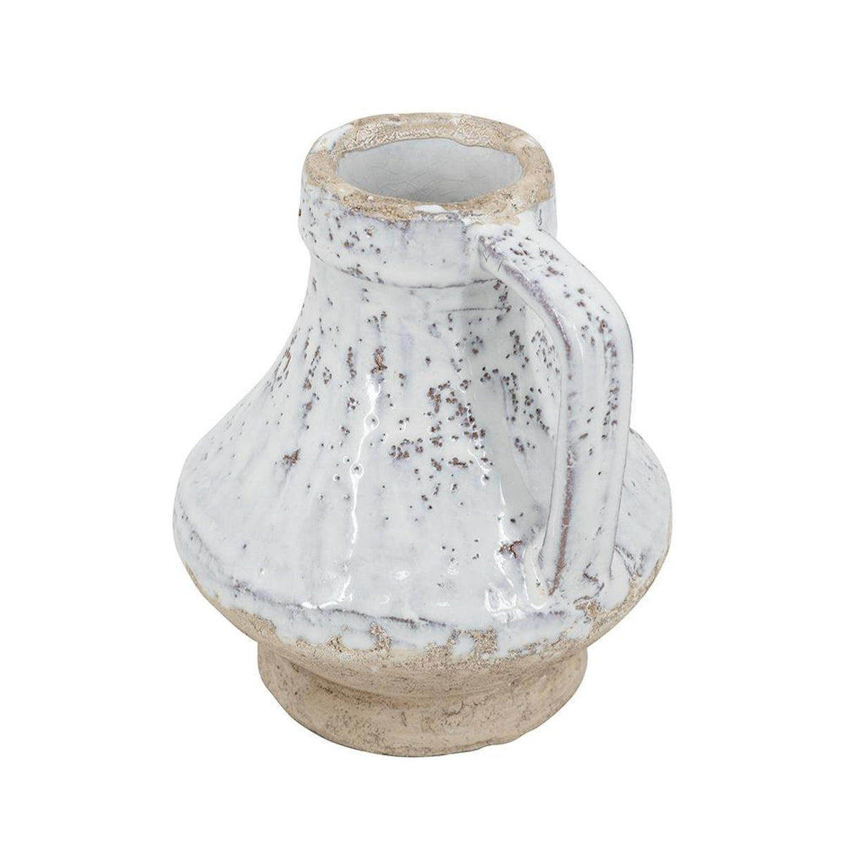 6" Sand And White Terracotta Round Jug Vase
