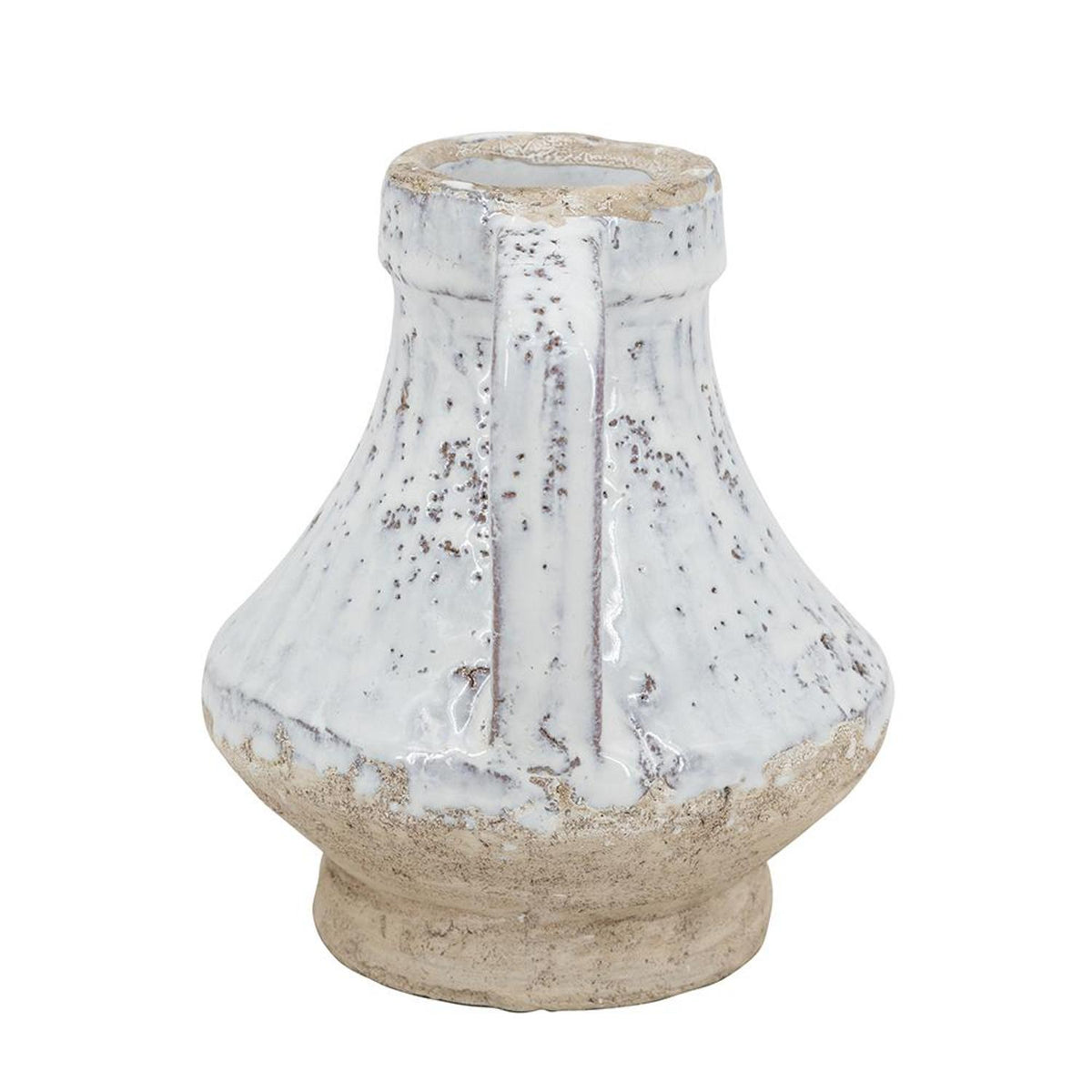 6" Sand And White Terracotta Round Jug Vase