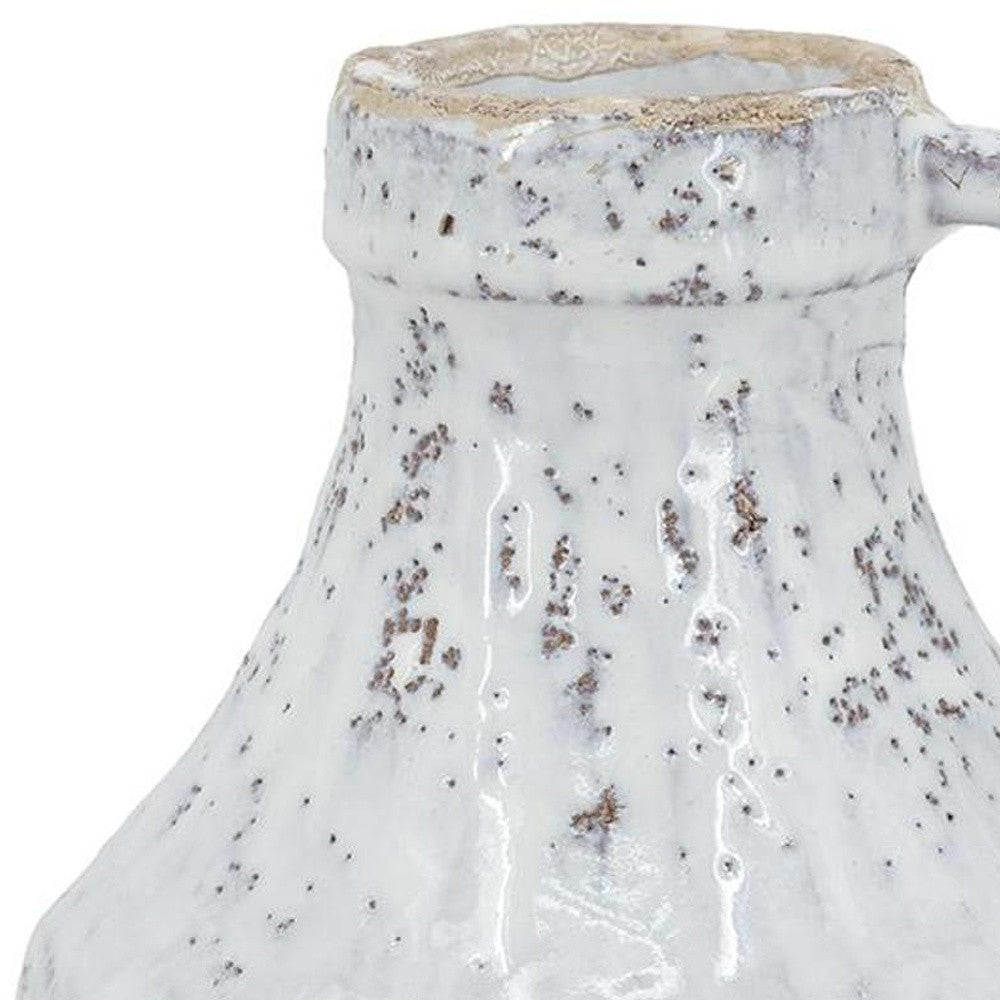 6" Sand And White Terracotta Round Jug Vase