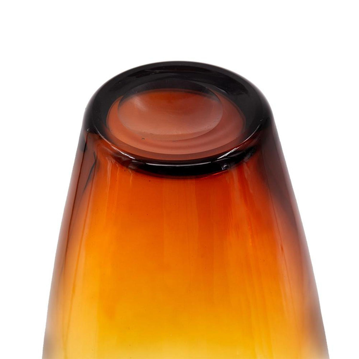 19" Clear And Brown Ombre Glass Table Vase