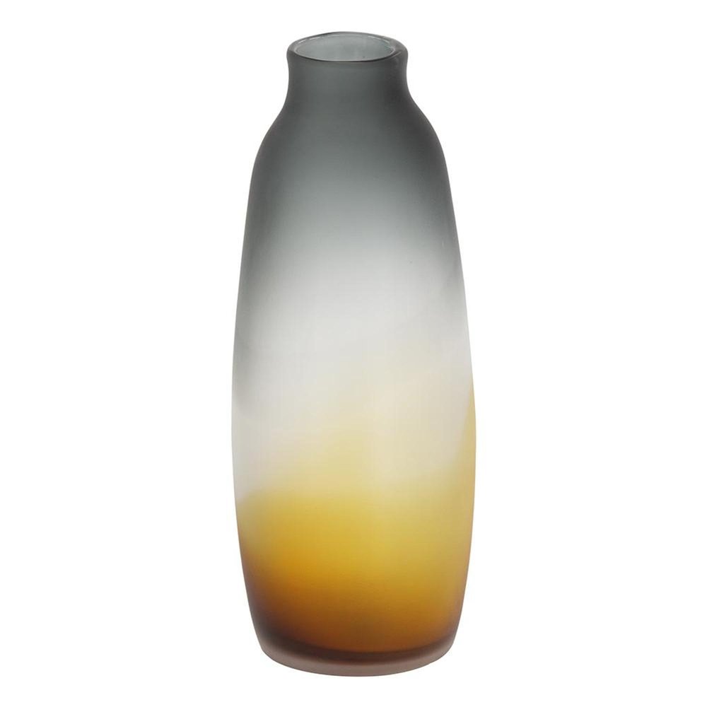 17" Charcoal And Orange Ombre Glass Table Vase