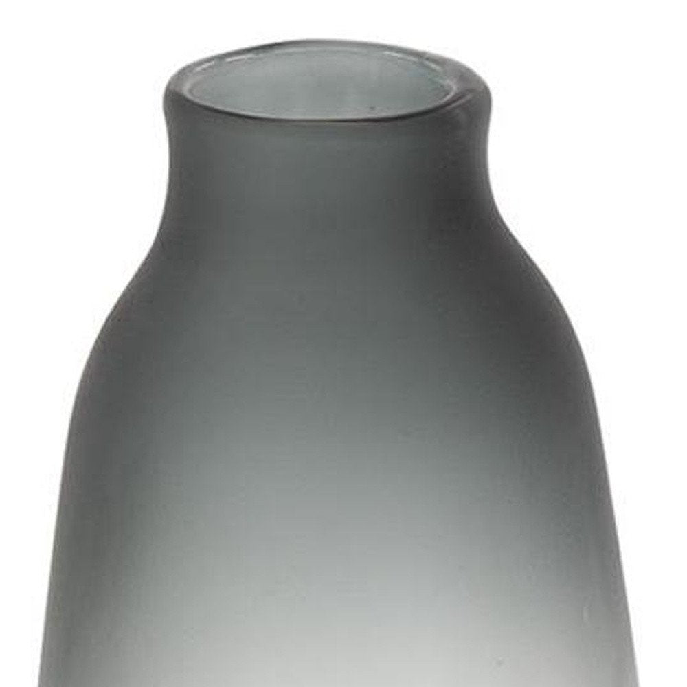 17" Charcoal And Orange Ombre Glass Table Vase