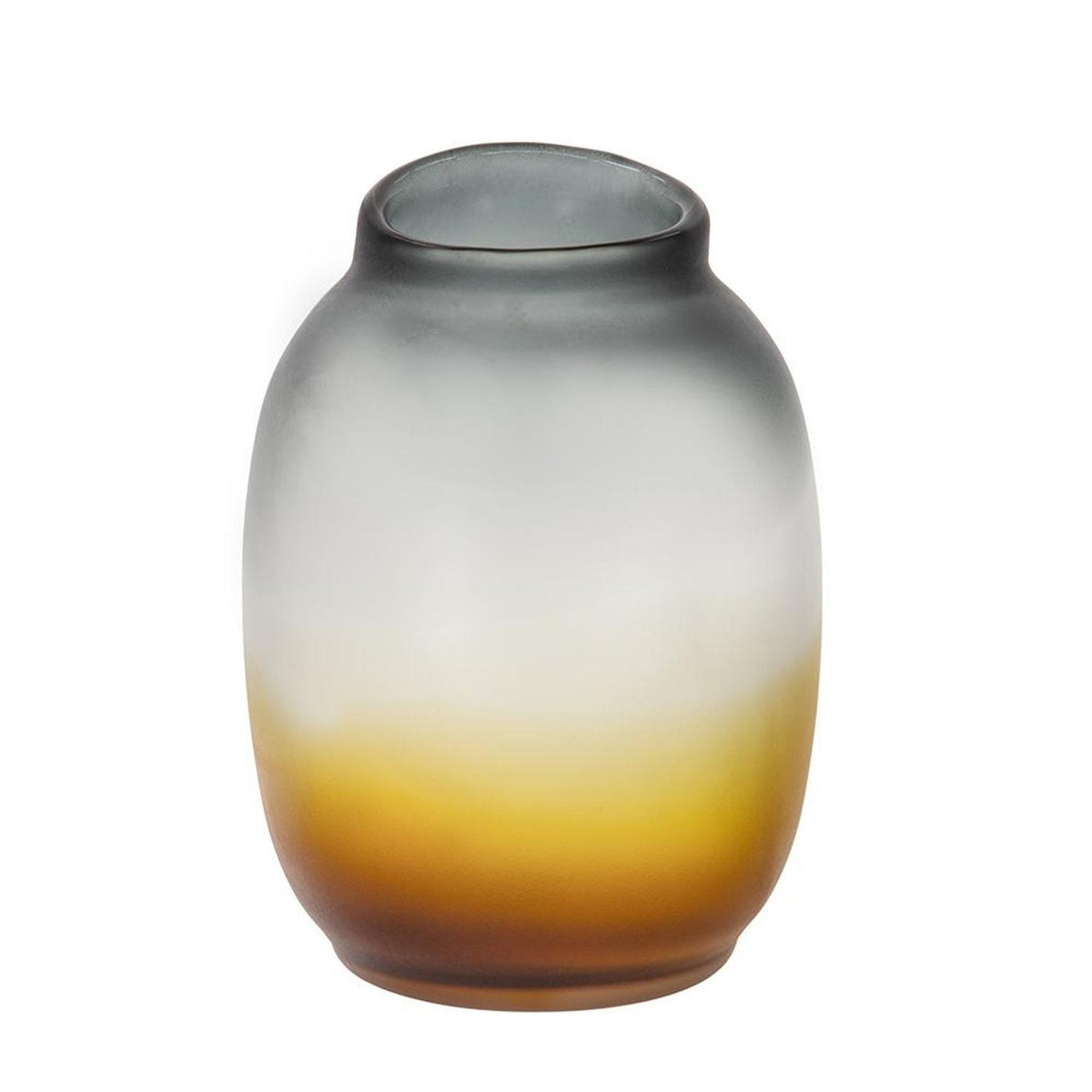 10" Charcoal And Orange Ombre Round Glass Table Vase
