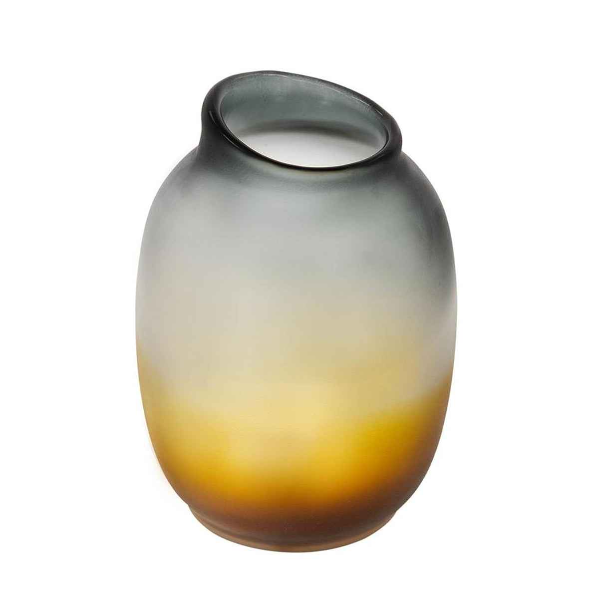 10" Charcoal And Orange Ombre Round Glass Table Vase