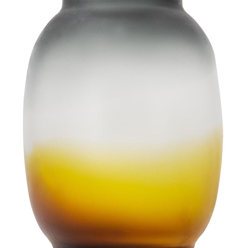 10" Charcoal And Orange Ombre Round Glass Table Vase