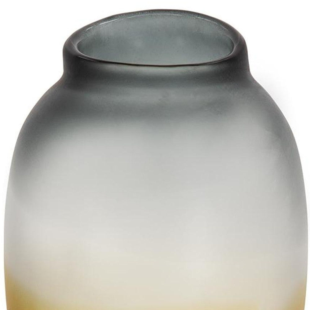 11" Charcoal And Orange Ombre Round Glass Table Vase