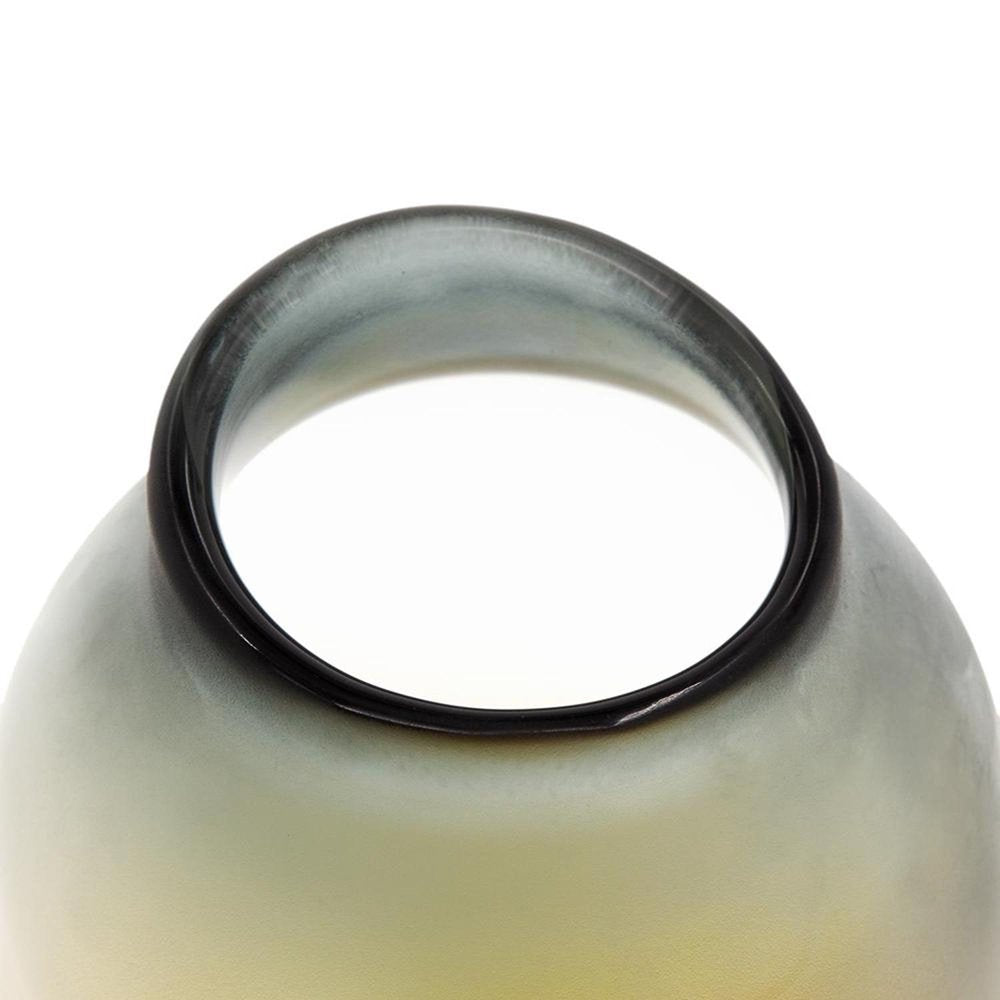 11" Charcoal And Orange Ombre Round Glass Table Vase