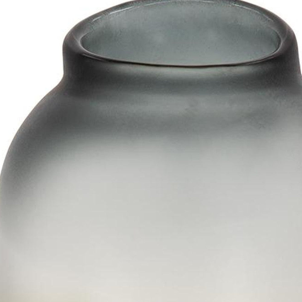 11" Charcoal And Orange Ombre Round Glass Table Vase