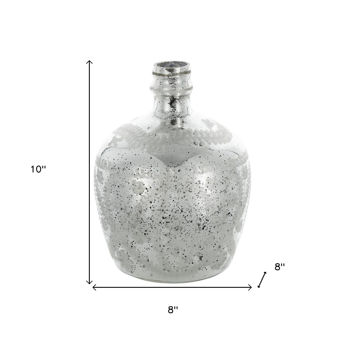 10" Silver Speckle Glass Table Vase