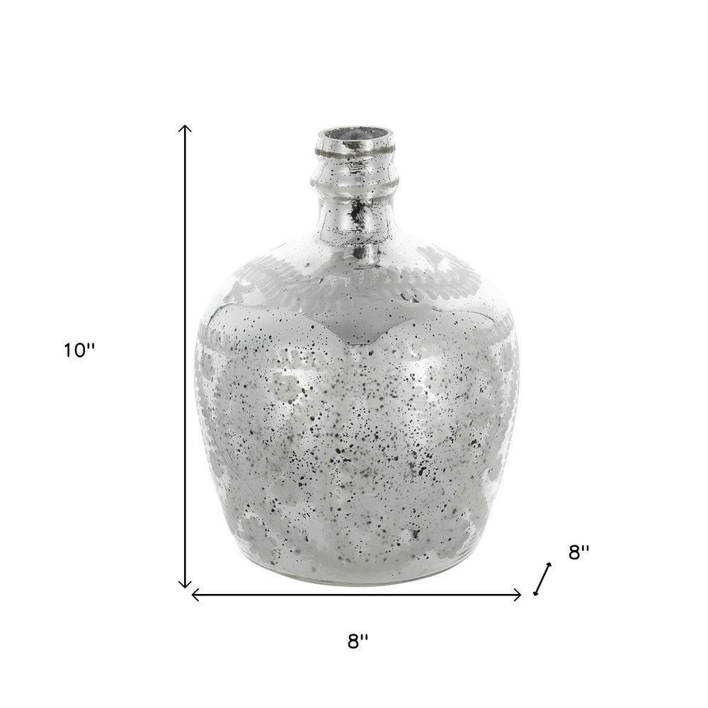 10" Silver Speckle Glass Table Vase