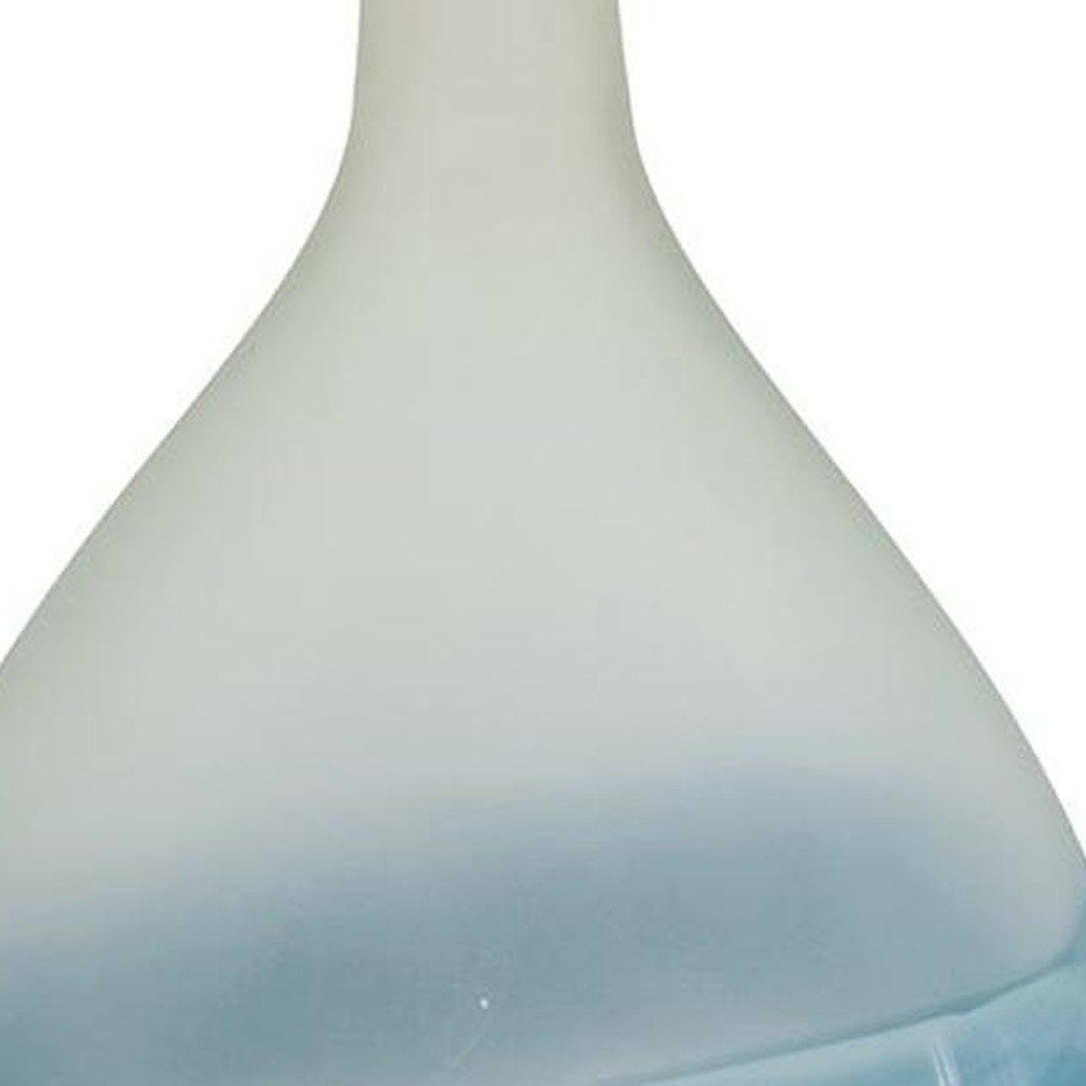 16" White And Blue Swirl Art Glass Table Vase