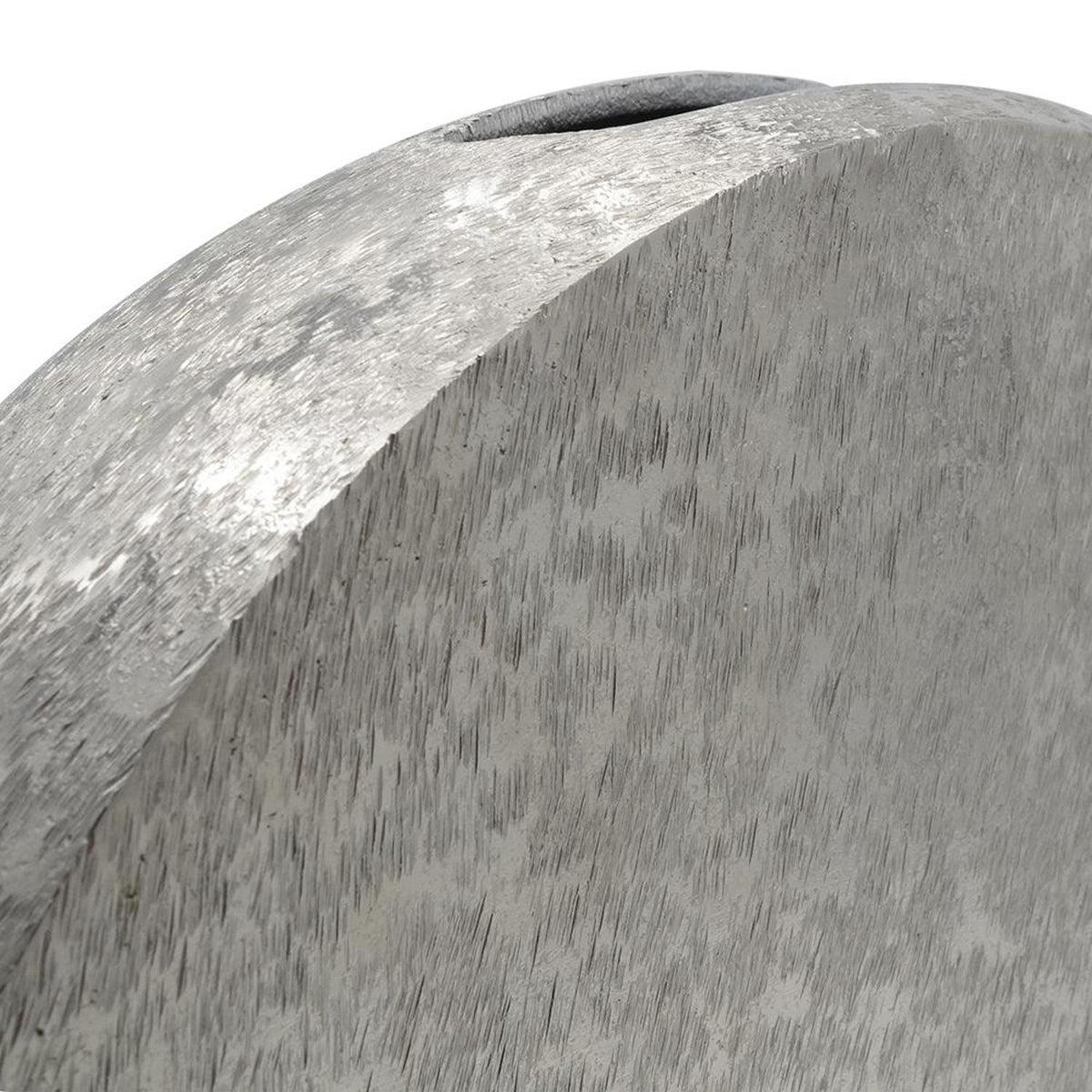 15" Silver Aluminum Round Disc Table Vase
