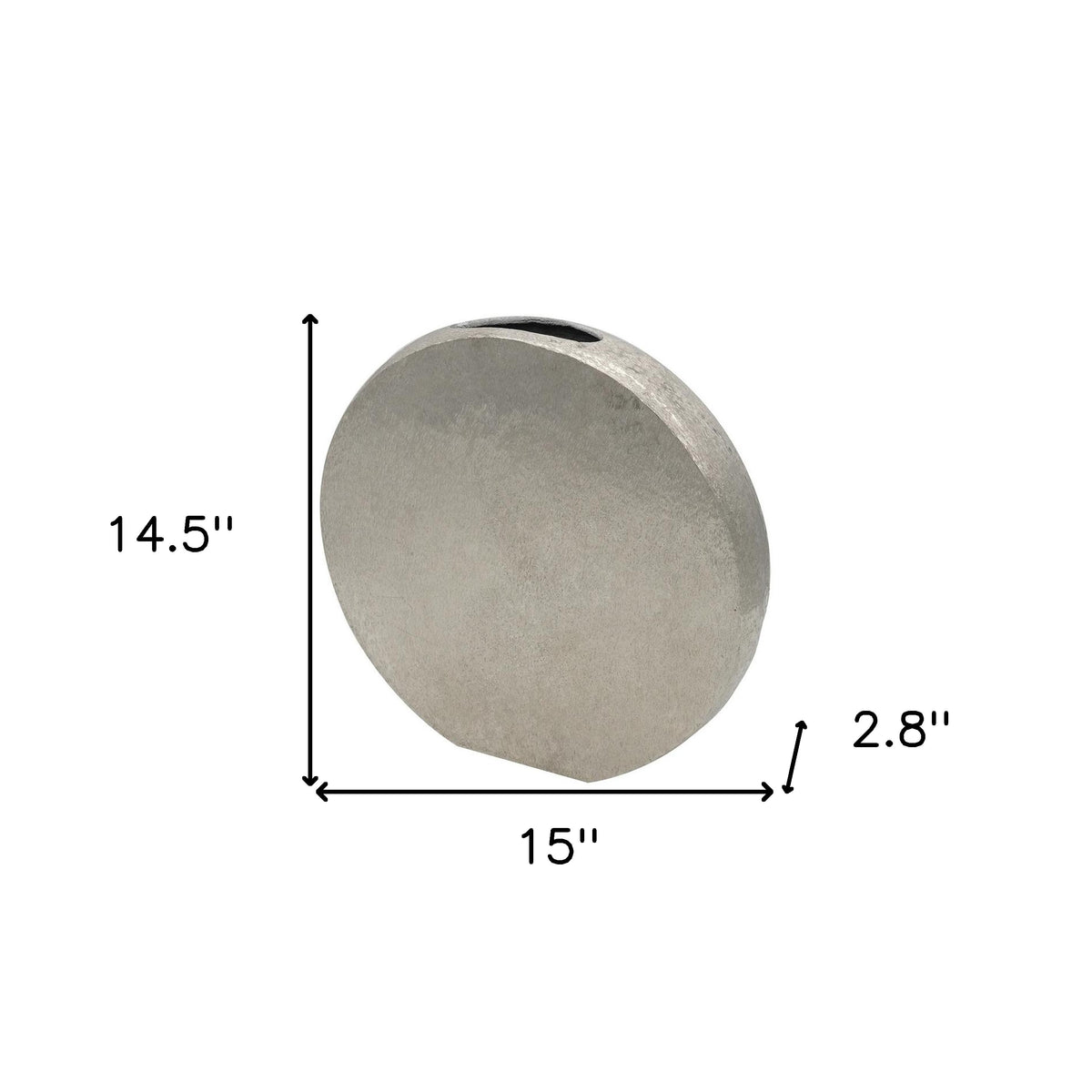 15" Silver Aluminum Round Disc Table Vase