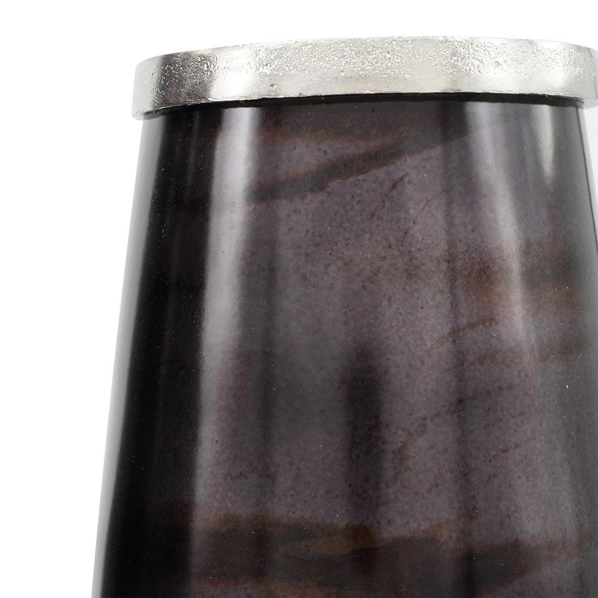 Set of Two Black And Blue Abstract Glass Cylinder Floor Vases