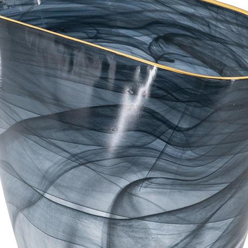 9" Charcoal Abstract Swirl Art Glass Table Vase