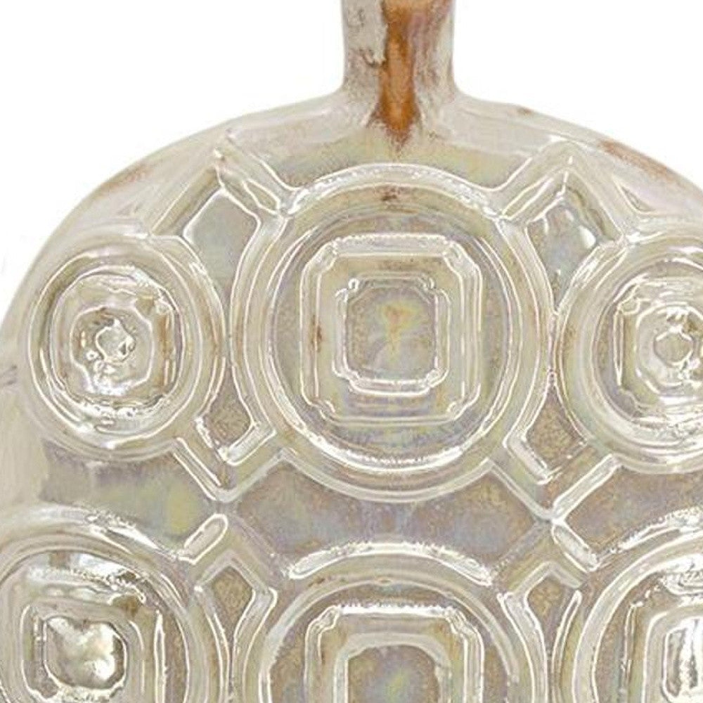16" Cream Geometric Ceramic Bud Table Vase