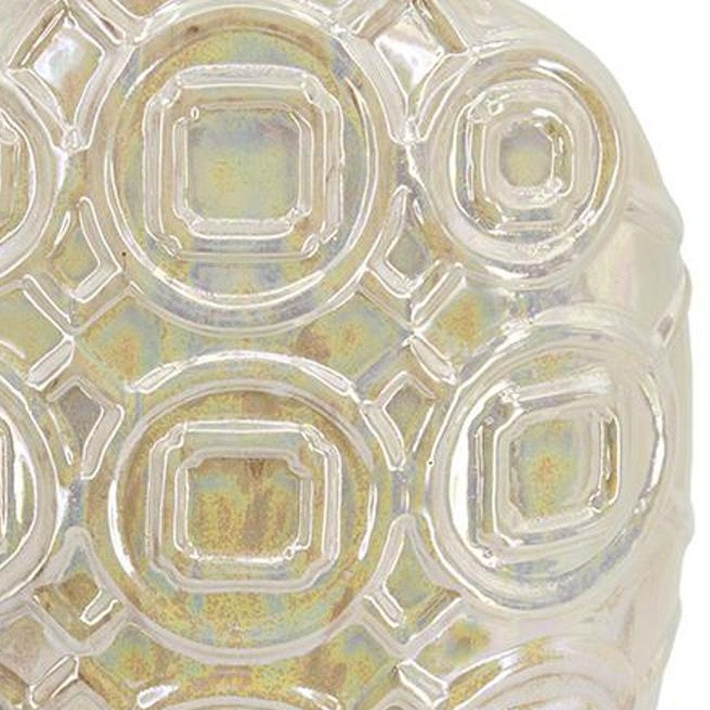 20" Cream Geometric Ceramic Bud Table Vase