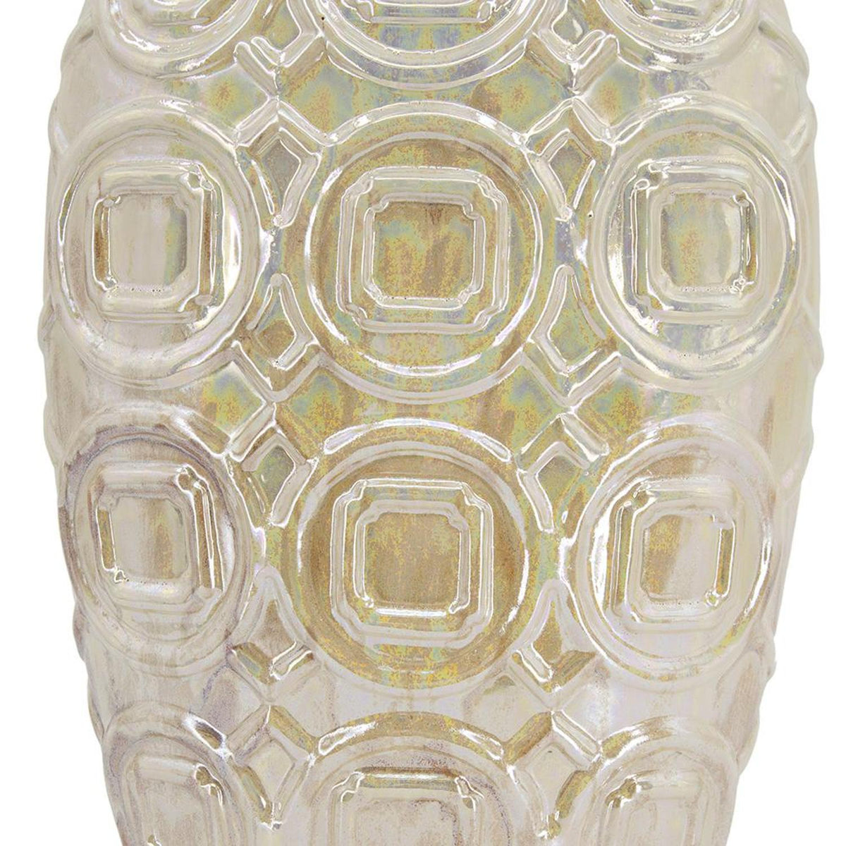 20" Cream Geometric Ceramic Bud Table Vase