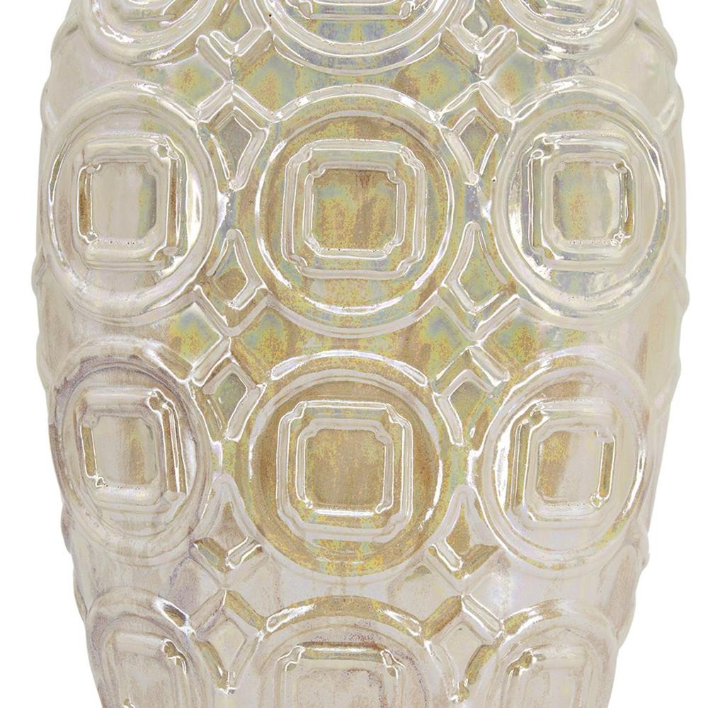 20" Cream Geometric Ceramic Bud Table Vase